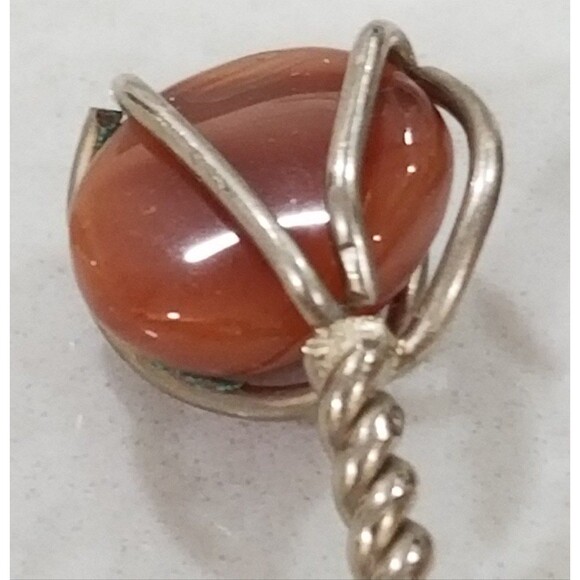 Gemstone polished stoned silver (sterling?plated?)cocktail pick 6 count - Picture 6 of 12